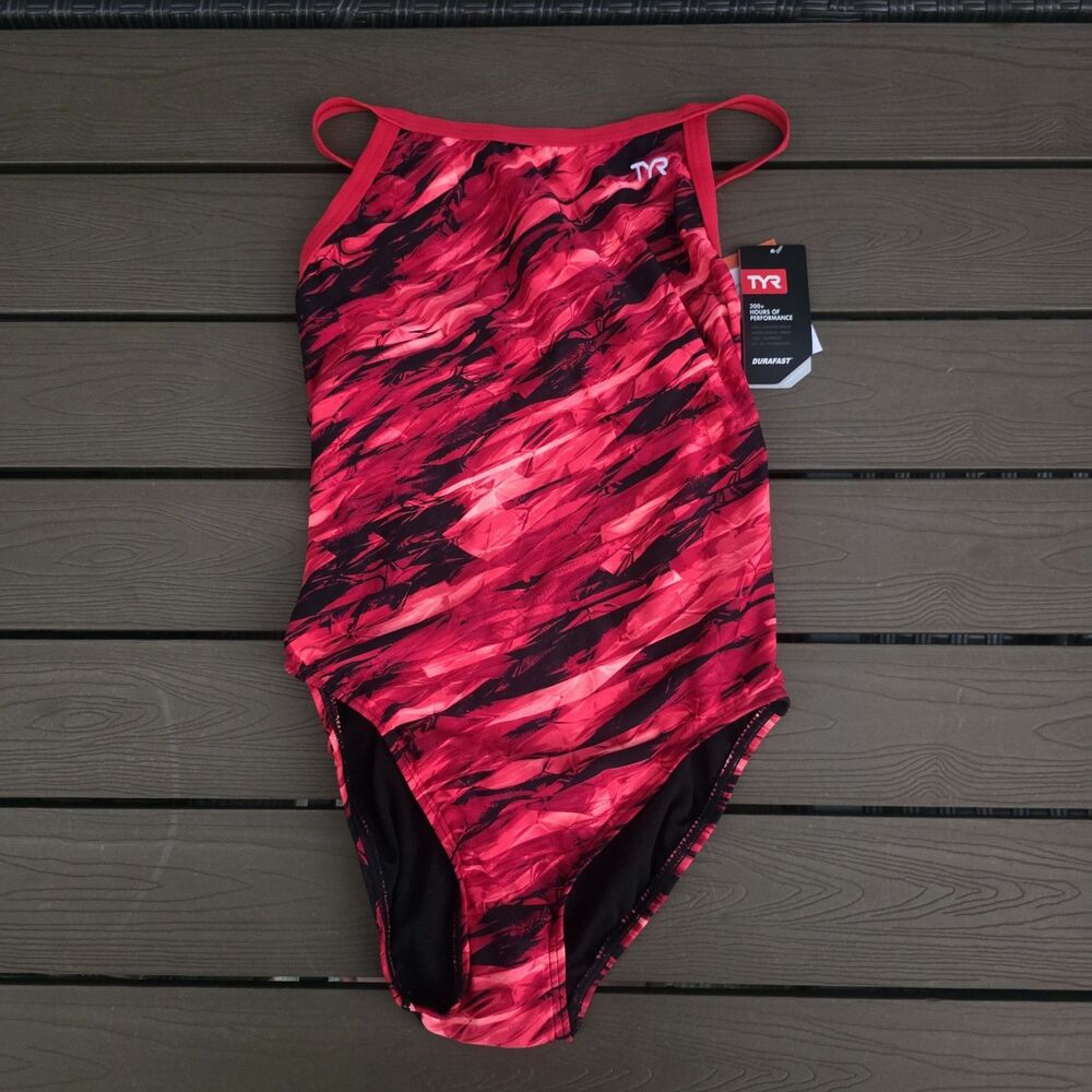 TYR Women's Durafast Elite Red Vitric Diamondfit Swimsuit Size 34 New